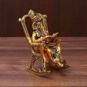 RAY+ Decor Golden Statue Sitting On A Chair and Reading Ramayan Figurine for Home Decorative and Gifts (6 inch, Gold)...