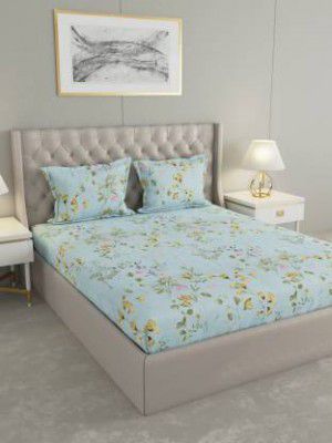 Raymond Home 100 TC Microfiber Double Floral Flat Bedsheet