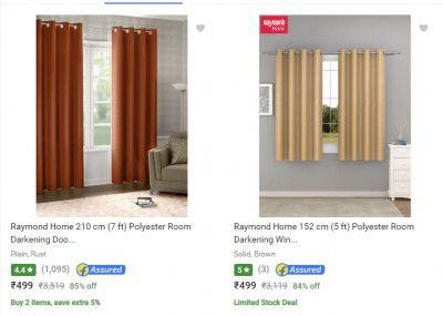 Raymond Home Curtains at 80% off
