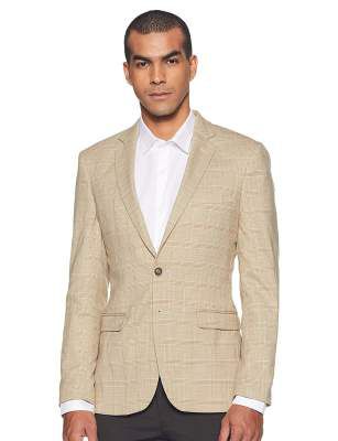 Raymond Men's Notch Lapel Slim fit Blazer (RMJS01738-F4_Medium Fawn_104)