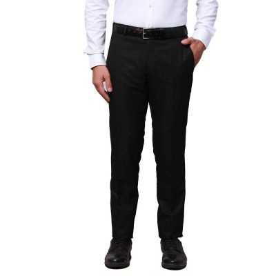 Raymond Men's Polyviscose Blend Checks Pattern Slim Fit Flat Front Formal Trouser