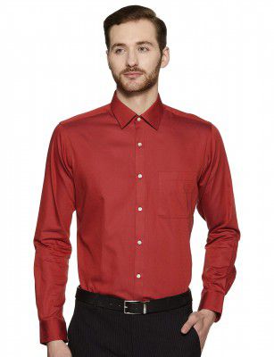 Raymond Men's Pure Cotton Solid Pattern Slim Fit Semi Cutaway Collar Full Sleeve Formal Shirt