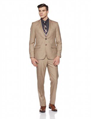 Raymond Men's Regular Fit Suit (8907576805218_RMDX01355-F5_Small_Medium Fawn)