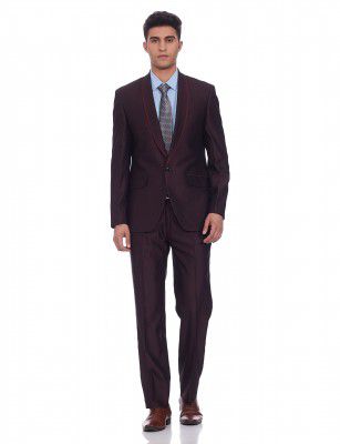 Raymond Rayon Blend Mens Full Sleeve Contemporary FIT Dark Maroon Formal Suit