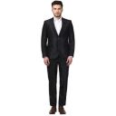 Raymond Solid Polyester Blend Black Slim Fit Peak Lapel Collar Full Sleeve Suits...