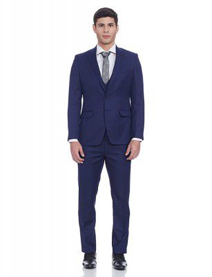 Raymond Wool Blend Mens Full Sleeve Contemporary FIT Dark Blue Formal Suit