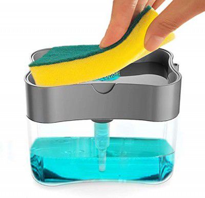 RAYMOX 2 in 1 Soap Dispenser for Bathroom Accessories Dishwasher Liquid Holder Liquid Dispenser Pump 400 ML