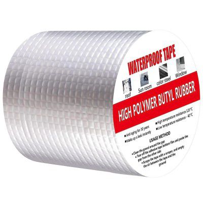 RAYMOX Super Strong Adhesive Waterproof Permanent Repair Aluminum Butyl Tape Rubber Foil Suitable for Roof Leak, surface Crack, Window Sill Gap, Boat Sealing, Home Renovation (10CM*5M)