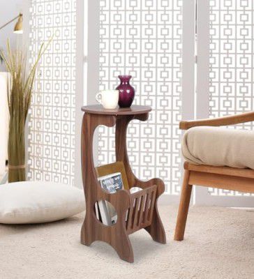 Raytrees Engineered Wood Round End Table for Living/Drawing Room | Wooden Peg Table | Brown