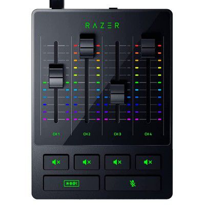 Razer Audio Mixer All-in-One Analog Mixer for Broadcasting & Streaming: 4-Channel Interface & Mute Buttons - XLR Input w/Preamp - Plug & Play - Chroma RGB - RZ19-03860100-R3M1