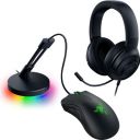 Razer Game On Bundle Gaming Combo with DeathAdder Essential Wired Mouse, Kraken X Lite Lightweight Gaming Headset, Black - NASA Packaging...