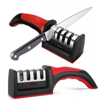 RazorSharp 4-Stage Manual Knife Sharpener Tool | Diamond Steel Kitchen Knife Sharpener for Home 