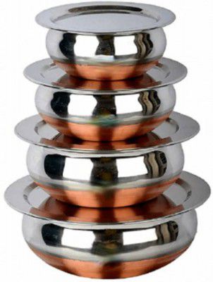 RBGIIT Pack of 8 Stainless Steel Copper Bottom Cooking Dinner Set  (Steel, Microwave Safe)