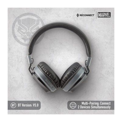 Rconnect Marvel Black Panther On ear foldable Wireless Headphone with built in mic & Siri/Alexa/GoogleOk compatible, 10hrs playtime, Super hero Design - DBTH301 BP