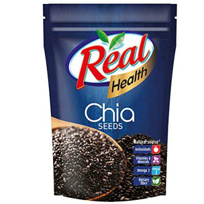 REAL Health Chia Seeds | Rich in Antioxidants, Vitamins & Minerals, Omega 3, Dietary fibre | Healthy snack - 250g