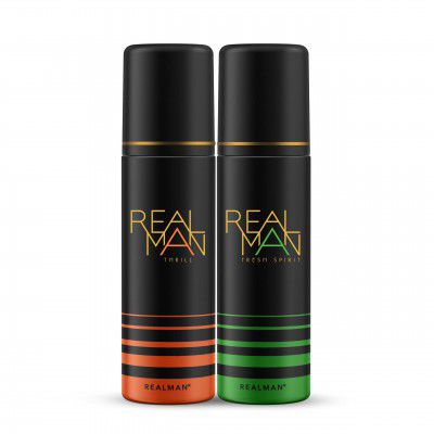 REALMAN Deodorant for Men, 400ml (Pack of 2) - Thrill + Sprit