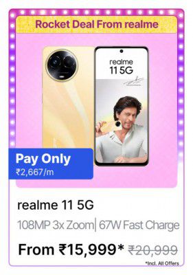 realme 11 5G @ ₹15,999/- During Big Billion Days Sale
