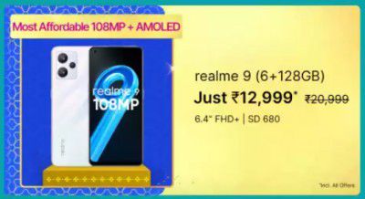 realme 9 (128GB) @ ₹12,999 on Flipkart Big Billion Days Sale