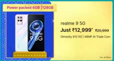 Realme 9 5G (128GB) @ ₹12,999 on Flipkart Big Billion Days Sale
