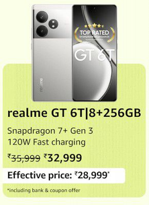 realme GT 6T 5G @ ₹28,999 during Prime Day Sale