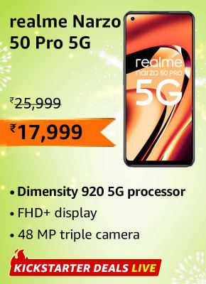 realme Narzo 50 Pro 5G (6GB RAM | 128GB Storage) @ ₹17,999