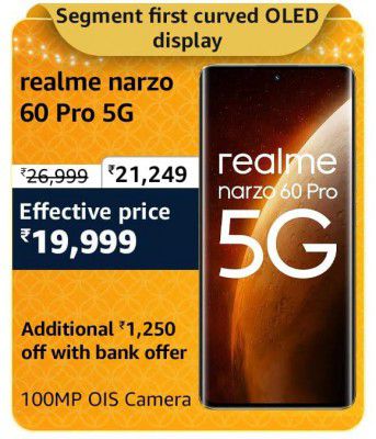 realme narzo 60 Pro ( 12 GB RAM + 1 TB Storage) @ ₹19,999 During Big Billion Days Sale
