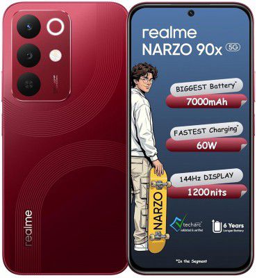 realme Narzo 90x 5G (Maroon Red, 128 GB + 8 GB RAM)