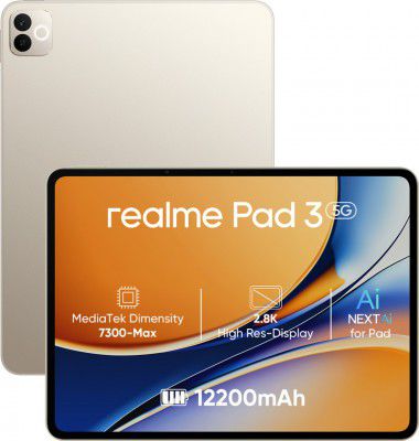 realme Pad 3 with biggest battery in segment 8 GB RAM 128 GB ROM | Tablet (Champagne Gold)