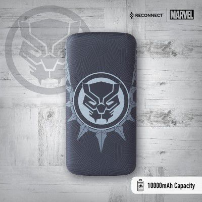 Reconnect Marvel Black Panther 10000mAh PowerBank, Li-Po battery, 1 USB output port, Micro USB & Type C dual input, BIS approved, Mobile Accessories- DPB102 BP