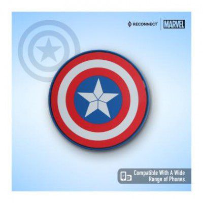 Reconnect Marvel Captain America 10 Watts Wireless charger with charging capacity upto 10W - DWLC101 CA