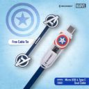 Reconnect Marvel Captain America Dual Cable, Micro USB & Type C, Charge & Sync, Premium Flat cable design, 1m long - DCB301 CA...
