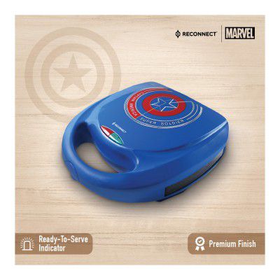 Reconnect Captain America Sandwich Maker with Theme Impression, 2 Years Warranty