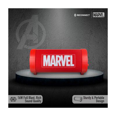 Reconnect Marvel Avengers 16W Wireless Bluetooth Speaker, 4hrs playtime, Aux/TF/USB compatible, Fabric grill with led display, Personal speaker - DBTS301 MV