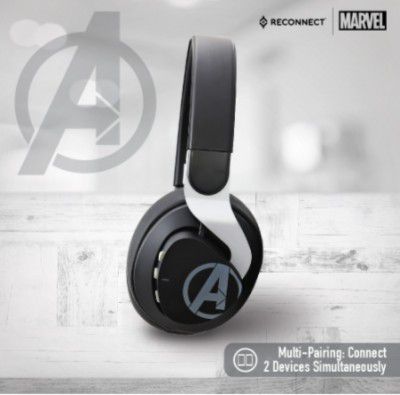 Reconnect Marvel Avengers Wireless Over Ear Metallic Headphone with built in mic, Sweat resistant, Siri/Alexa/GoogleOk compatible, 8hrs playtime, Super hero Design - DBTH501 AV