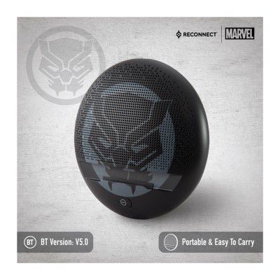 Reconnect Marvel Black Panther 3 watts Wireless Bluetooth Speaker with mobile stand & In built aux cable, 6.5hrs playtime, Rich sound quality, Personal speaker - DISS501 BP