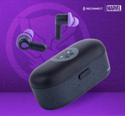 Reconnect Marvel Black Panther True Wireless Earphone, Sweat and water resistant IPX4, 12hrs playtime, 500mah Battery, Siri/Alexa/GoogleOk compatible, Earbuds - DTWS101 BP