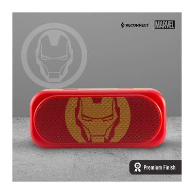 Reconnect Marvel Iron Man 10W Wireless Bluetooth Speaker, 3.5hrs playtime, Aux/TF/USB/FM compatible, True wireless technology, Handsfree calling, Personal speaker- DBTS101 IM