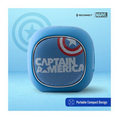Reconnect Marvel Series 100 DBTM101 2 Watts Wireless Blast Box Bluetooth Multimedia Speaker, Captain America