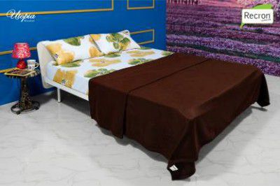 RECRON CERTIFIED Solid Double Fleece Blanket (Microfiber, Brown)
