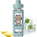 Rectangular Kids Water Bottle with Straw and Carry Handle, 700 ml, Light Blue...