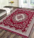 Red Chenille Vintage 4 x 6 Feet Machine Made Carpet...