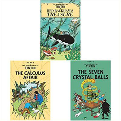 Red Rackhams Treasure (Tintin)+The Seven Crystal Balls (Tintin)+The Calculus Affair (Tintin)(set of 3 books) 