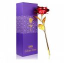 Red Rose Flower with Golden Leaf with Gift Box with Carry Bag...