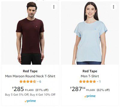 Red Tape Men T-Shirt upto 80% off