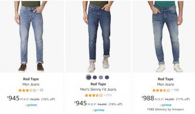 Red Tape Men's Jeans Minimum 80% Off