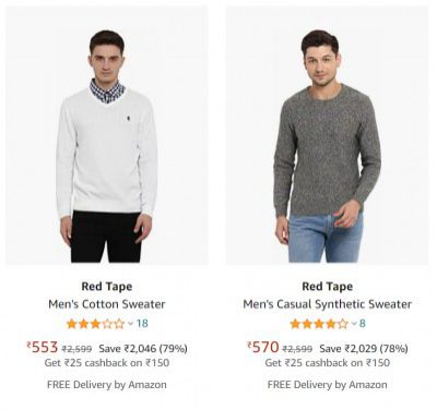 Red Tape Mens Sweater up to 79% off