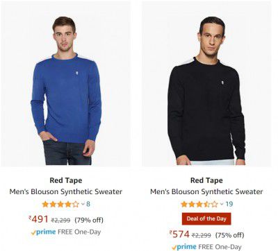 Red Tape Mens Synthetic Sweater up to 79% off