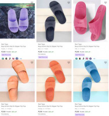 Red Tape Slippers & Flip Flops Upto 83% Off | Start at Rs 249