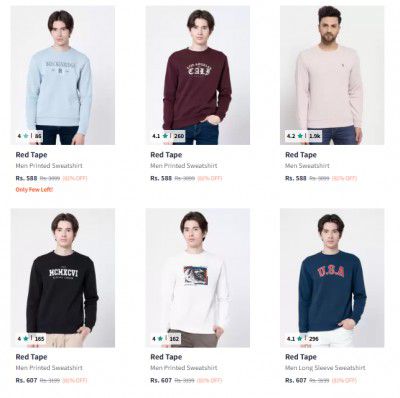 Red Tape Sweatshirts Flat 81% off | Starting from @588