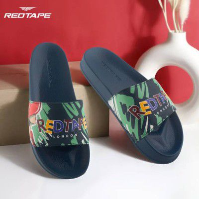 Red Tape Women Slides  (Navy , 4)